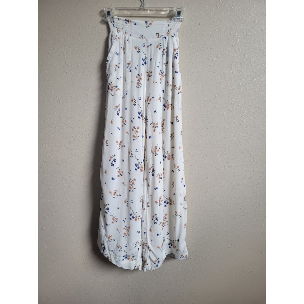 American Eagle‎ Womens Cream Floral Wide Leg Baggy Palazzo Pants Sz XS